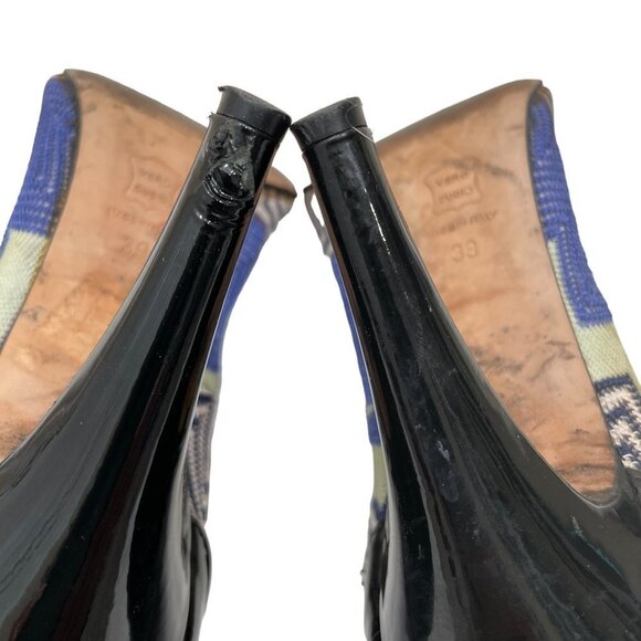 Missoni Designer Pumps Sz 39 Leather Chevron Print Round Toe Heels Multicolor - Picture 8 of 13